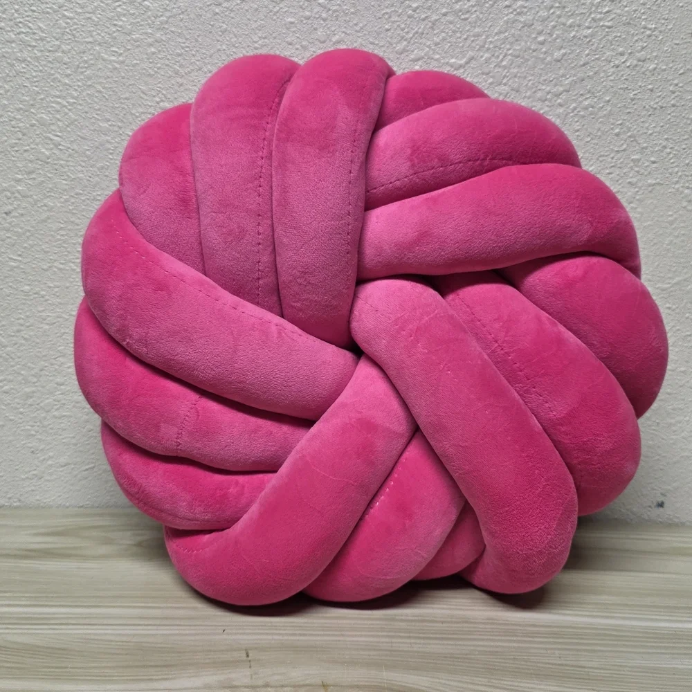 Decorative Tubular Knot Throw Pillow. Pink Bubble Gum, Barbie